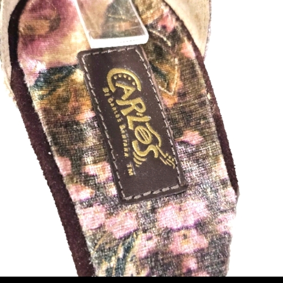 Carlos Santana 8.5 M Prowler Velvet Open Toe Sling Back Gold Heels Sandals - Picture 10 of 14